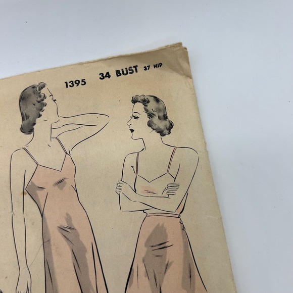 Hollywood Vintage 1940's Pattern #1395 Women's Slip and Panties Bust 34 Hip 37 - Picture 3 of 6